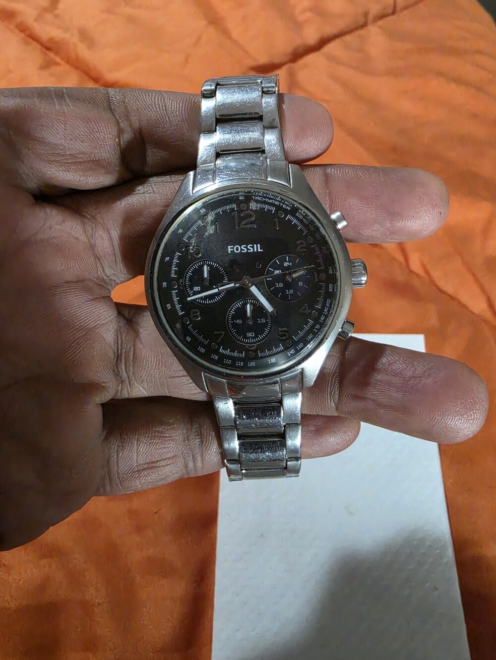 Fossil Women's Brown Stainless Steel Watch with Black Dial